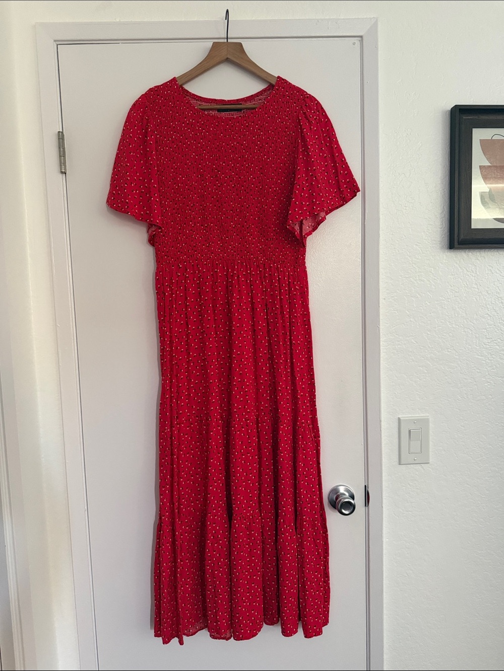 Red Polka Dot Maxi Dress with Flutter Sleeves